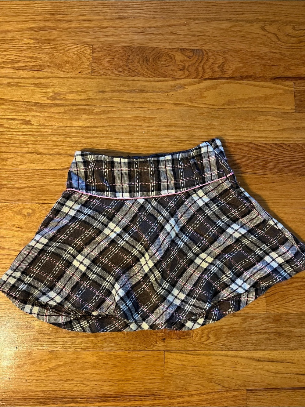 Limited Too Brown Plaid Flared Skort with Pink Trim Girls Size 14R
